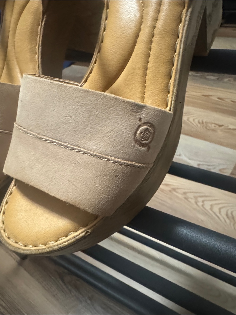 Born // Beige/Tan Wedge Sandals with Ankle Strap - Picture 4 of 6